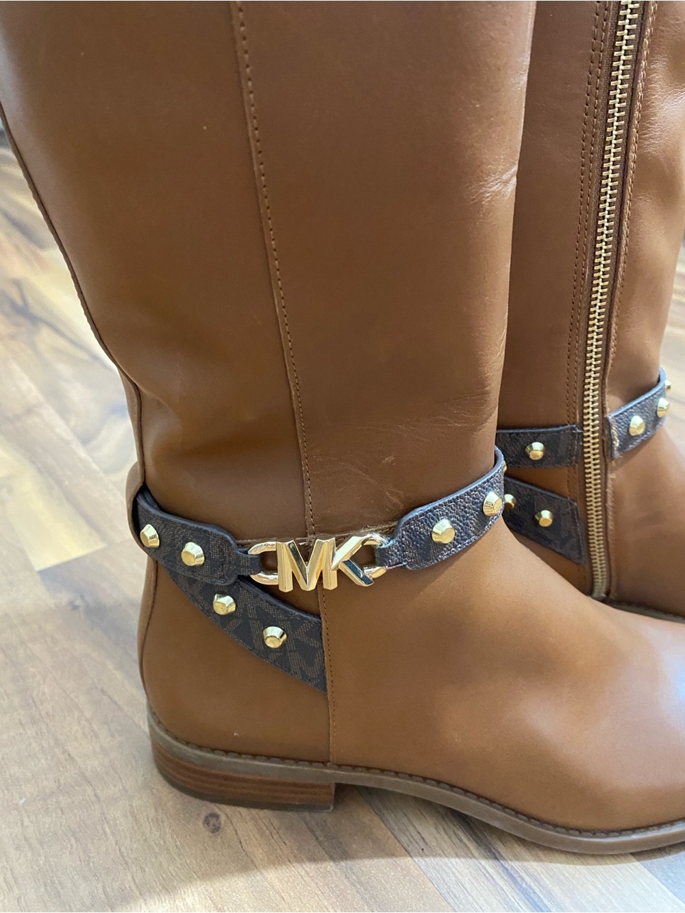 Michael Kors Chestnut Brown Over-the-Knee Studded Strap Boots NWOT - Picture 3 of 10